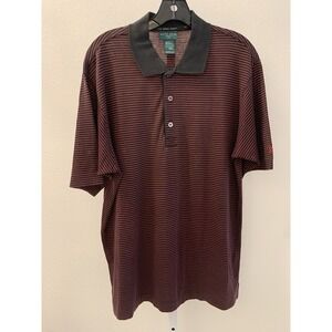 BOSS HUGO BOSS Golf Short Sleeve Collared Red Gray Striped Polo Shirt M Italy